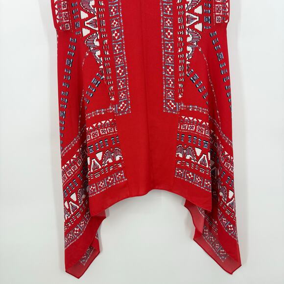 BCBG Maxazria Red V-Neck Handkerchief Hem Sleeveless Dress Women’s Medium - Picture 3 of 11